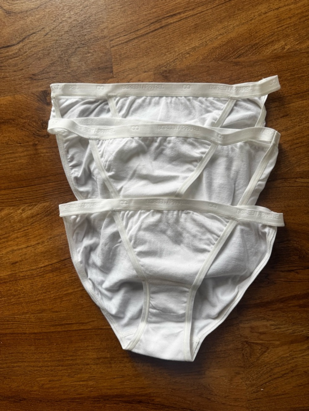 BGREEN Organic Cotton Women's String Bikini 3 pack Natural and White -Small- NEW